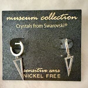 Swarovski Crystal Silver Triangle Drop Earrings